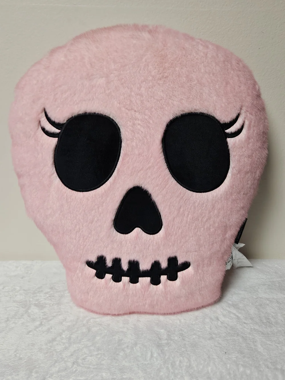 Cynthia Rowley Pink Skull Plush Throw Pillow Goth Halloween Decorative Cushion